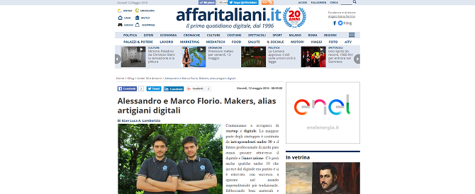 <h3>Alessandro e Marco Florio. Makers, alias artigiani digitali</h3>