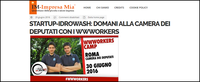 <h3>iDROwash: domani alla Camera dei deputati con i wwworkers</h3>